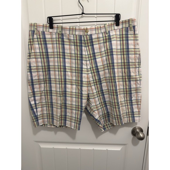 Bobby Jones Other - Bobby‎ Jones Men's Flat Front Chino Shorts Blue/Green Plaid Sz 42
